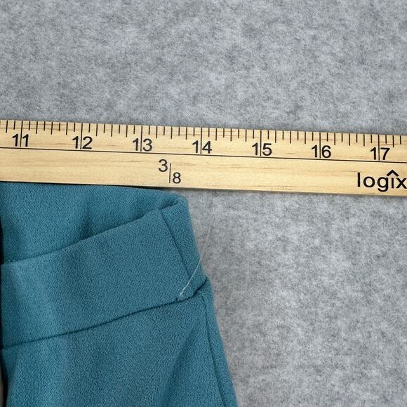 Saints 21 Wide Leg Trouser Pants Women's L Teal Blue High Waist Stretch Pull-On - Picture 5 of 9